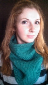 My first real knitting project, completed October 2012.